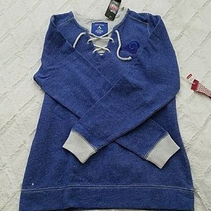 NFL LA Rams Sweatshirt Large Blue Vneck tie up NWT